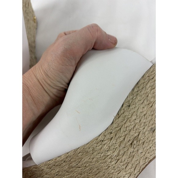 Michael Kors Platform Wedge Slides White 10 M Espadrille Raffia - Picture 10 of 11